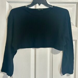 Final Touch Midnight Black Ribbed Crop Top